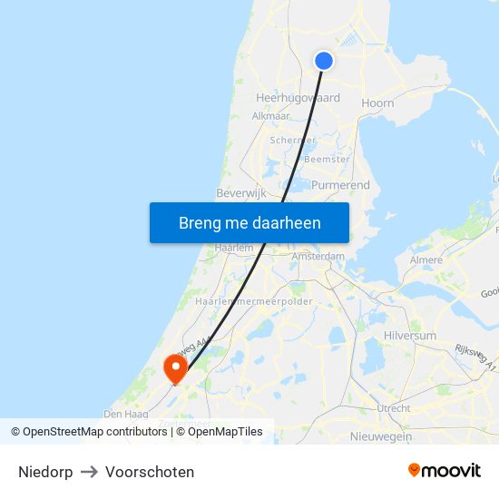 Niedorp to Voorschoten map