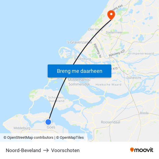Noord-Beveland to Voorschoten map