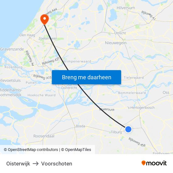 Oisterwijk to Voorschoten map