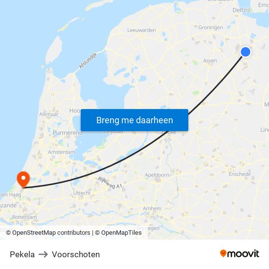 Pekela to Voorschoten map