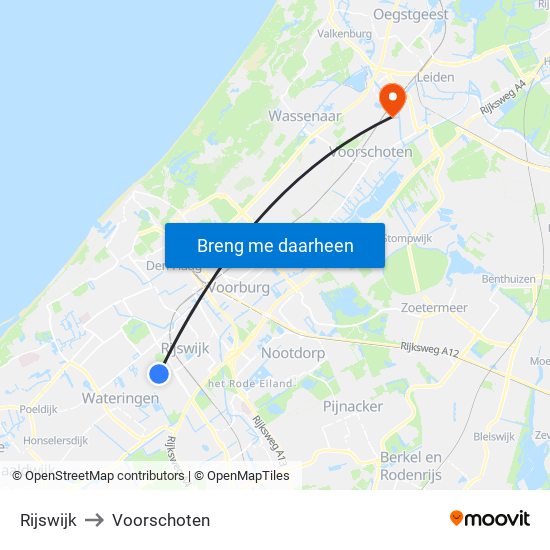 Rijswijk to Voorschoten map