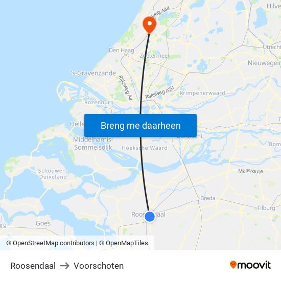 Roosendaal to Voorschoten map