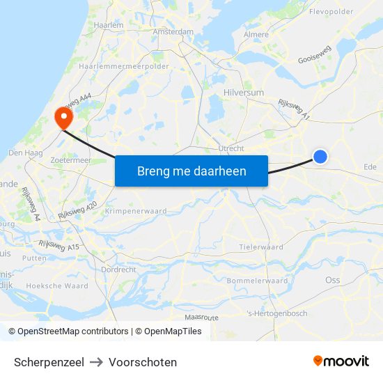 Scherpenzeel to Voorschoten map