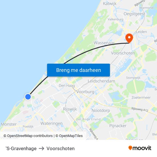 'S-Gravenhage to Voorschoten map