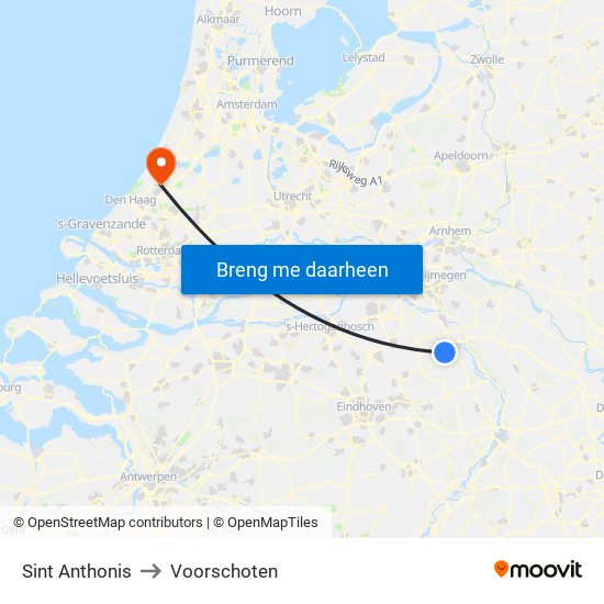 Sint Anthonis to Voorschoten map