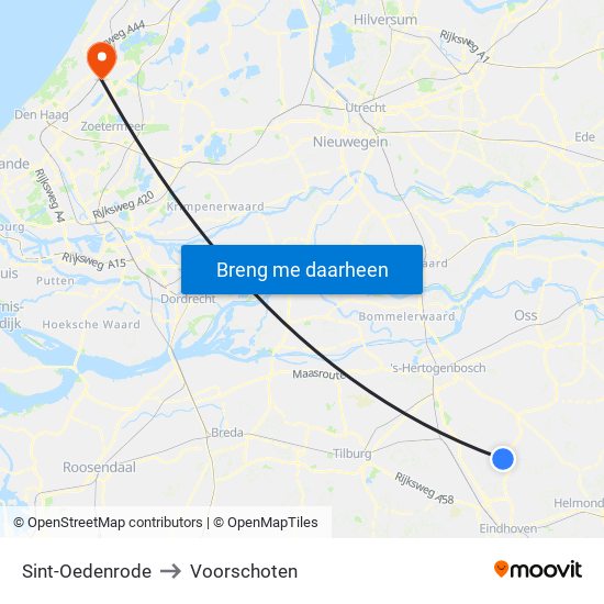 Sint-Oedenrode to Voorschoten map