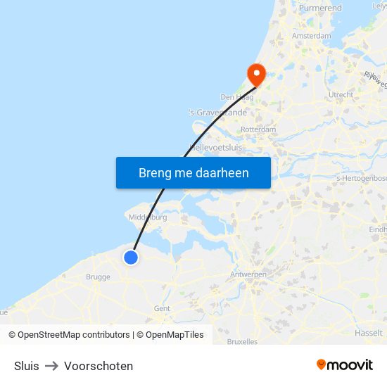 Sluis to Voorschoten map