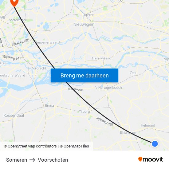 Someren to Voorschoten map