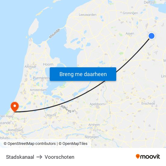 Stadskanaal to Voorschoten map