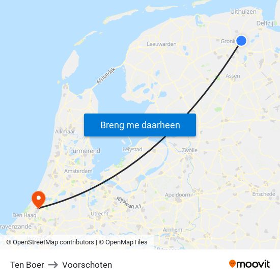 Ten Boer to Voorschoten map