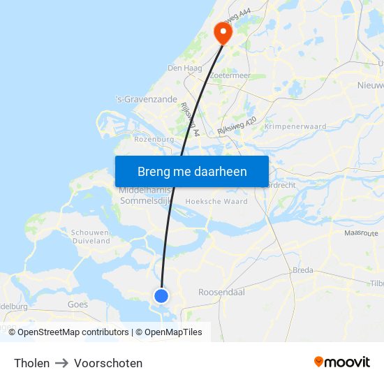 Tholen to Voorschoten map