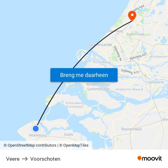 Veere to Voorschoten map