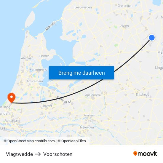 Vlagtwedde to Voorschoten map