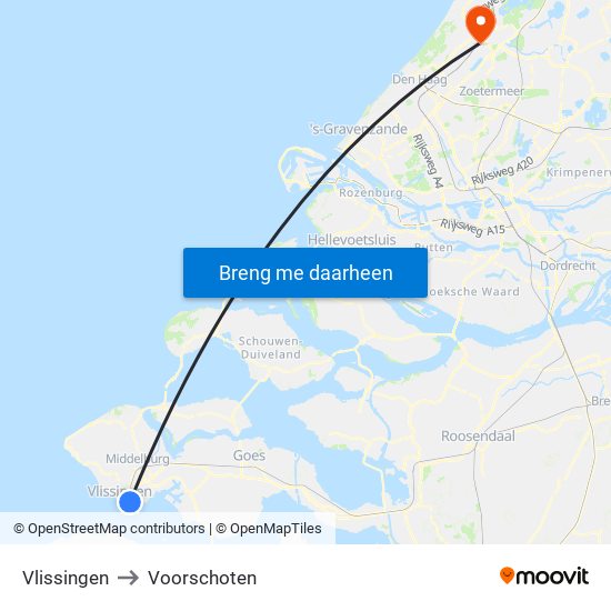 Vlissingen to Voorschoten map