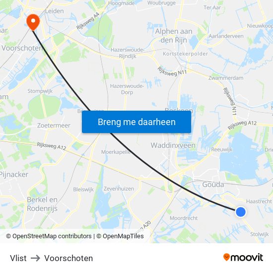 Vlist to Voorschoten map