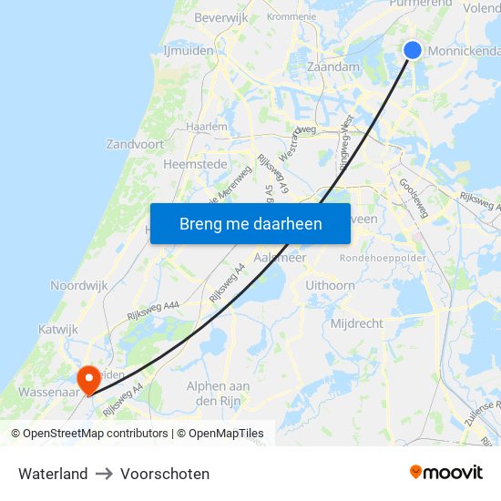 Waterland to Voorschoten map