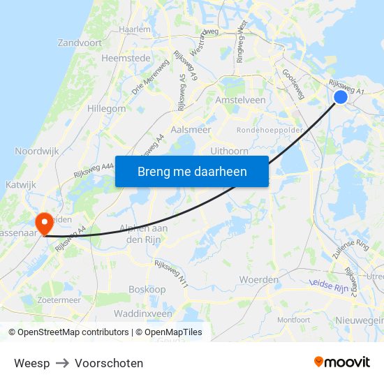 Weesp to Voorschoten map