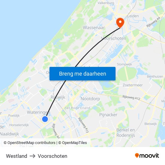 Westland to Voorschoten map