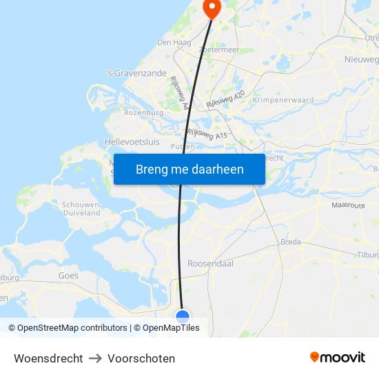 Woensdrecht to Voorschoten map