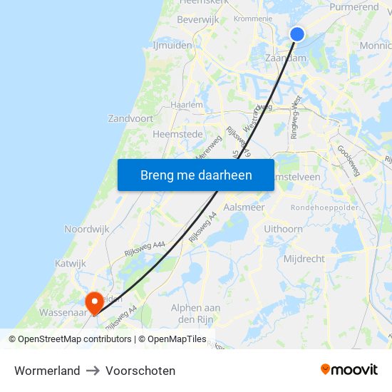 Wormerland to Voorschoten map