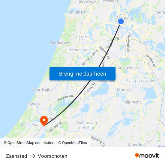 Zaanstad to Voorschoten map