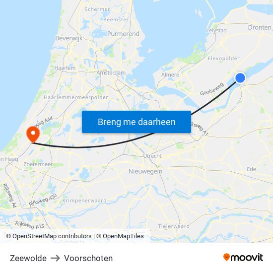 Zeewolde to Voorschoten map