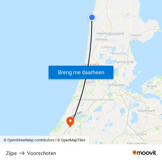 Zijpe to Voorschoten map