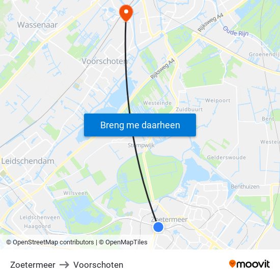 Zoetermeer to Voorschoten map
