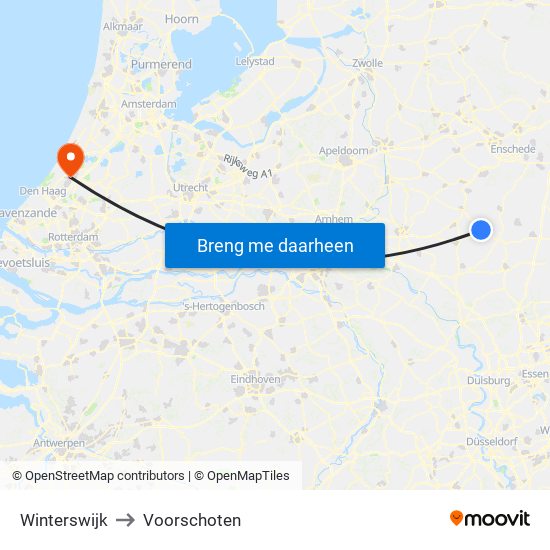 Winterswijk to Voorschoten map