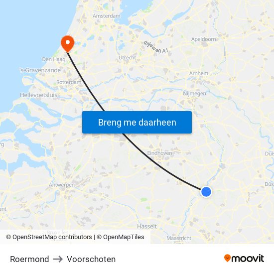 Roermond to Voorschoten map