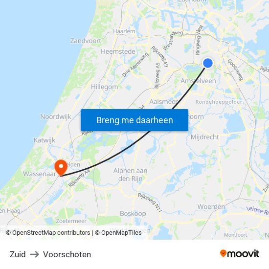 Zuid to Voorschoten map