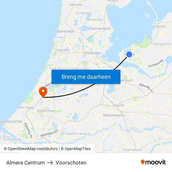 Almere Centrum to Voorschoten map
