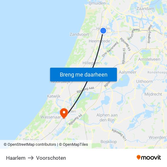 Haarlem to Voorschoten map