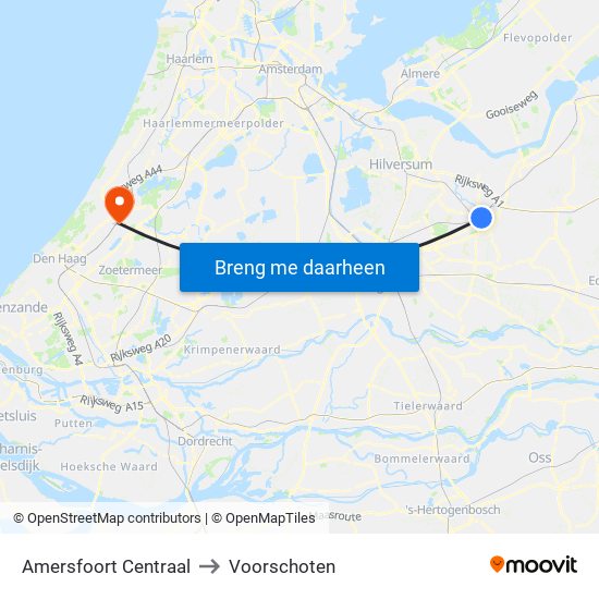 Amersfoort Centraal to Voorschoten map