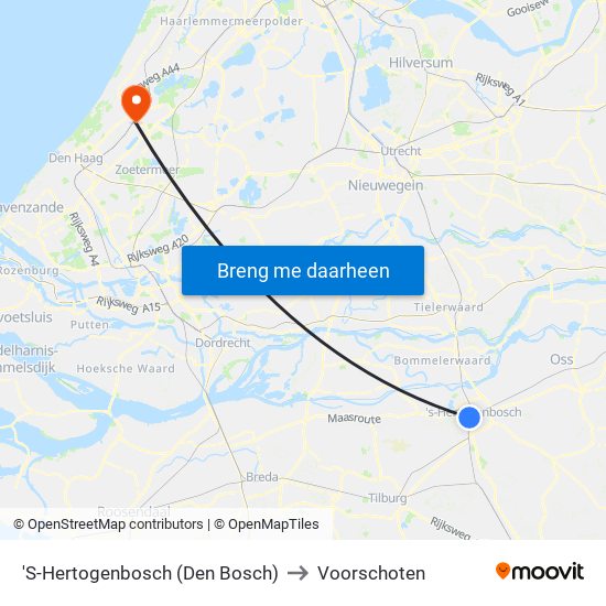 'S-Hertogenbosch (Den Bosch) to Voorschoten map