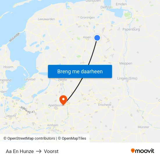 Aa En Hunze to Voorst map