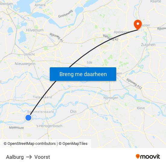 Aalburg to Voorst map