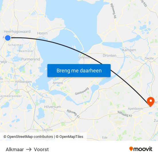 Alkmaar to Voorst map