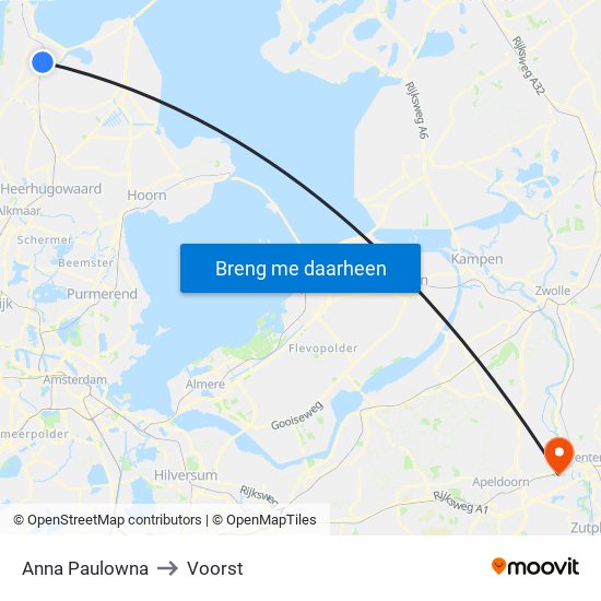 Anna Paulowna to Voorst map