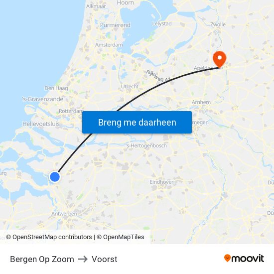 Bergen Op Zoom to Voorst map