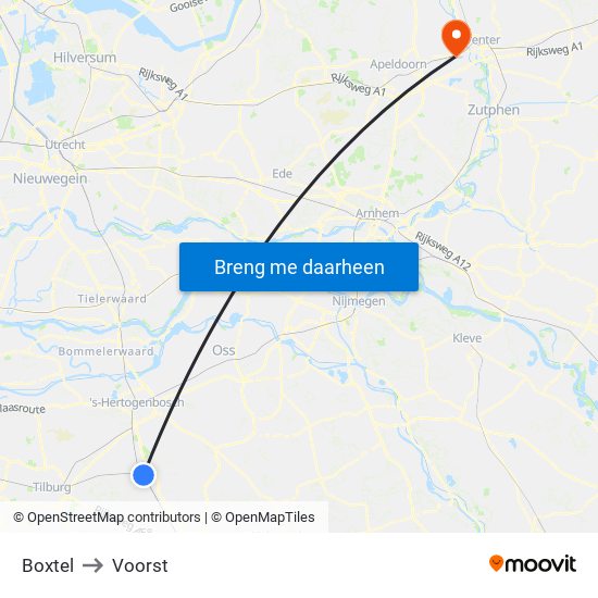 Boxtel to Voorst map