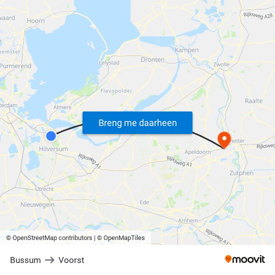 Bussum to Voorst map