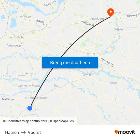 Haaren to Voorst map