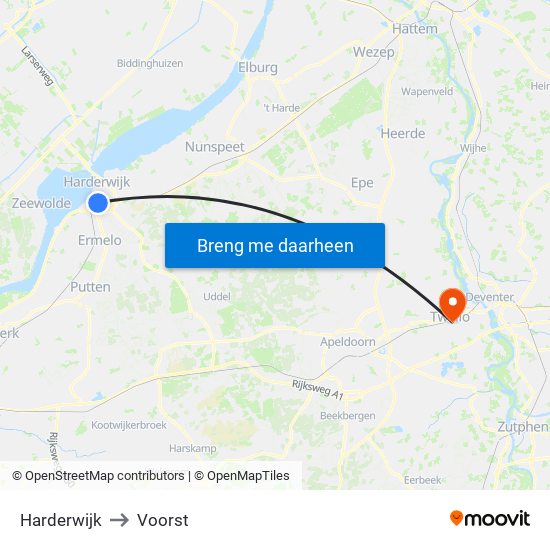 Harderwijk to Voorst map
