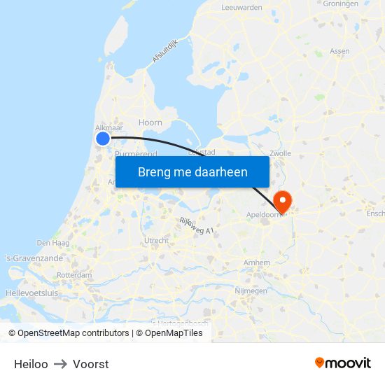 Heiloo to Voorst map