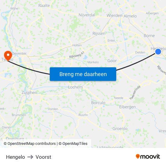 Hengelo to Voorst map