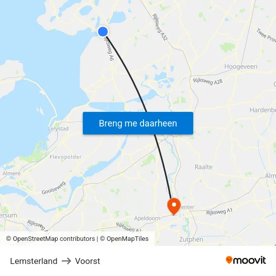 Lemsterland to Voorst map