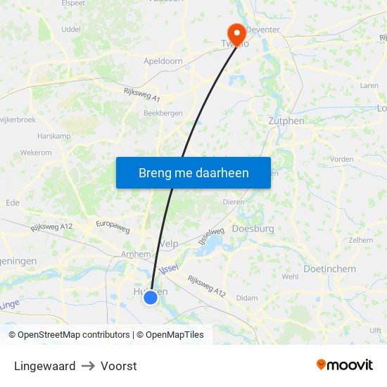 Lingewaard to Voorst map
