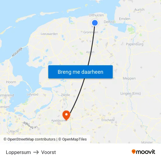 Loppersum to Voorst map