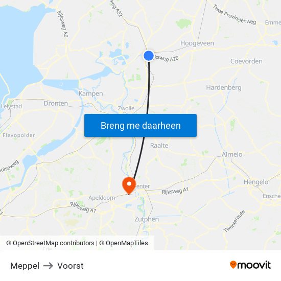 Meppel to Voorst map